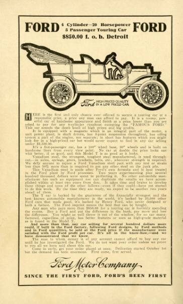 1908 Ford Times ad 1908 Ford Times ad